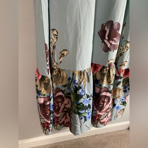 Shein - Floral Ruffle Hem Smock Maxi Dress - Picture 10 of 12